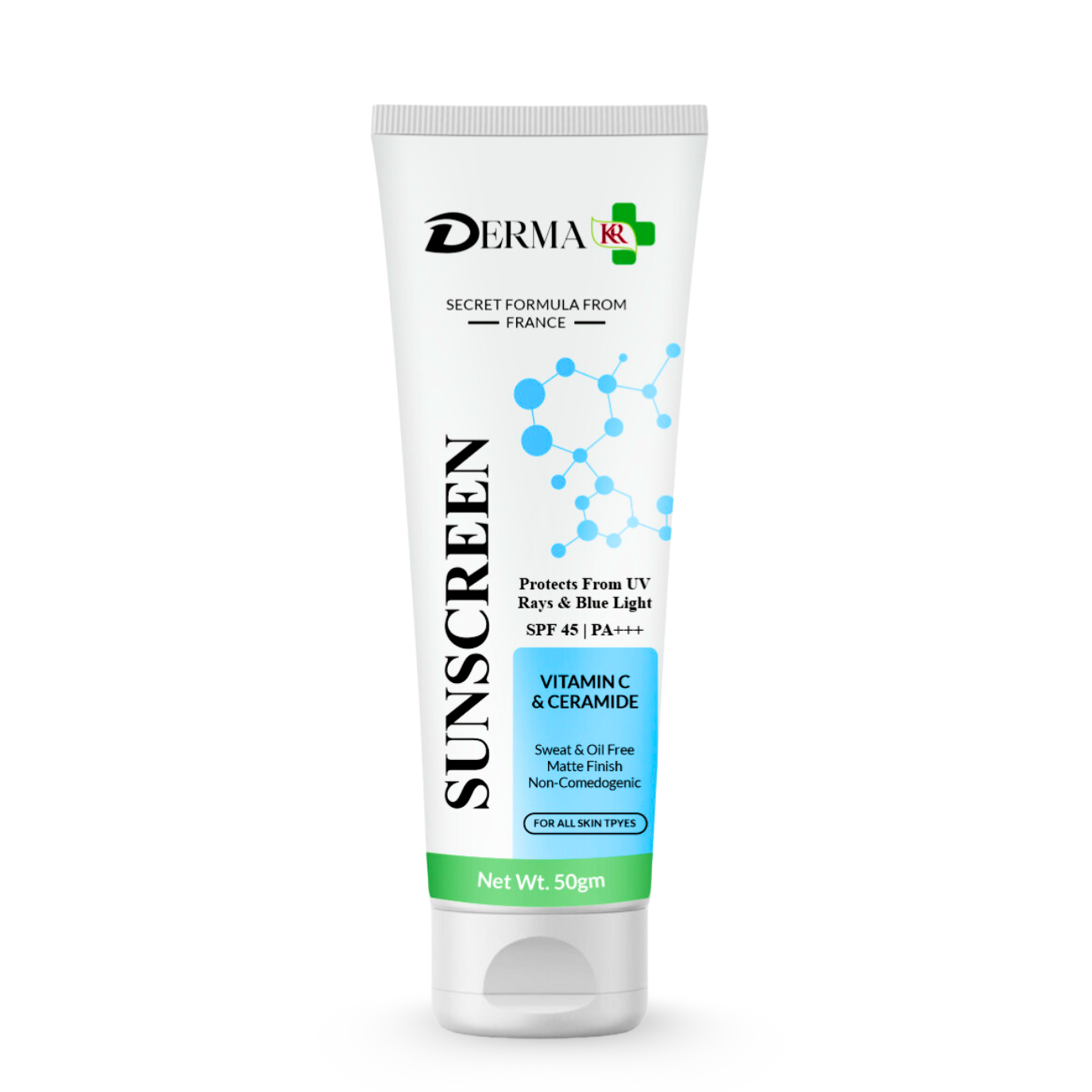 DREMA KR Ceramide & Vitamin C Sunscreen Cream | Radiant Shield SPF 45,PA++++ |UVA UVB Sun Protection -50gm