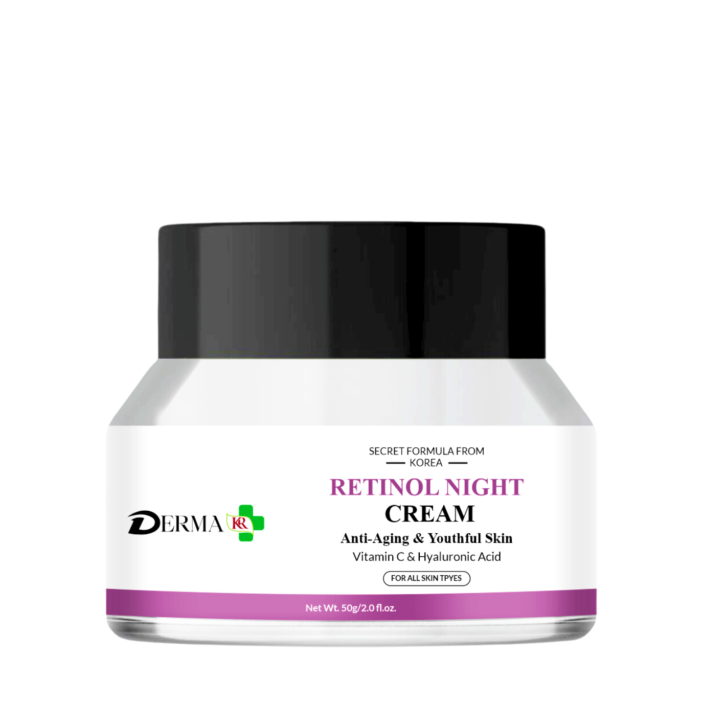 DERMA KR Retinol night cream with vitamin C & hyaluronic acid Face Cream | For Men & Women  -50gm