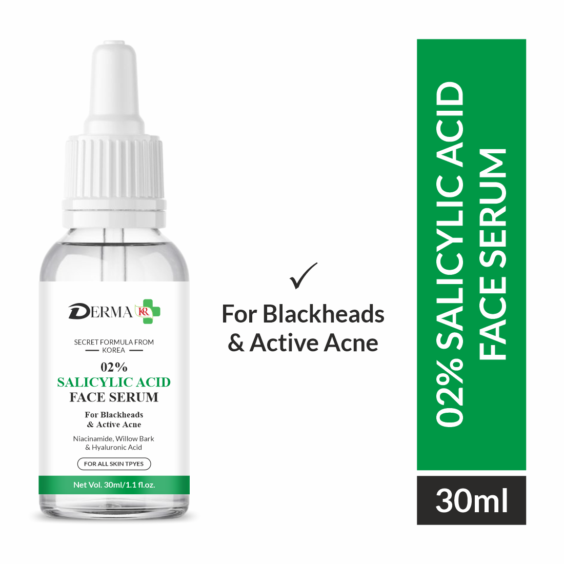 DERMA KR 2% Scilicylic acid face Serum | Reduces Excess Oil, Blemishes & Bumpy Texture| Women & Men|