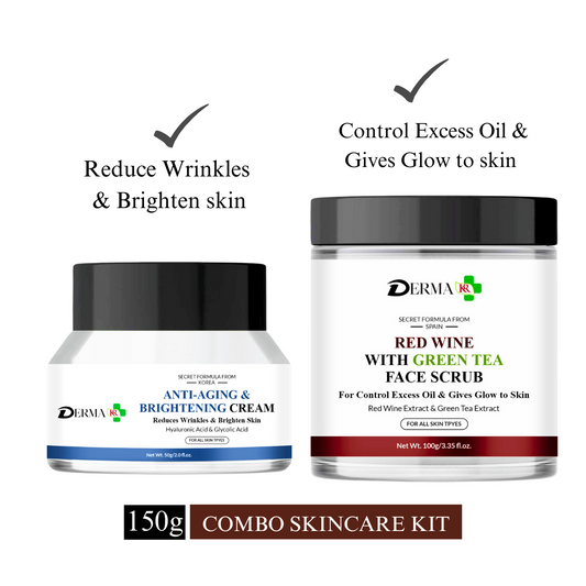 DERMA KR Anti aging & brightening Face cream & Red vine with green tea face scrub|Face Moisturizer for Men & Women |-Pack Of 2