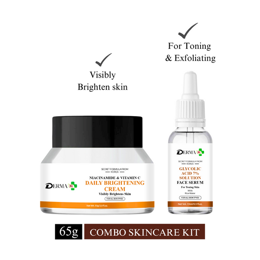 DERMA KR Niacinamide & vitamin C daily brightning  cream & Glycolic acid 7% solution for skin tonning | Pack of 2