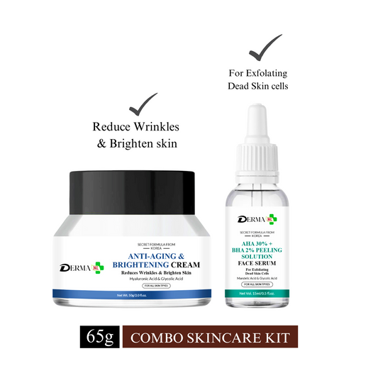DERMA KR Anti aging & brightening Face Cream & AHA 30% + BHA 2% Peeling Solution Face Serum|Forming & Smoothing, Wrinkle Lift|-Pack Of 2