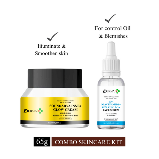 DERMA KR Soundarya Glow Face Cream with 24K Gold & Niacinamide 10% with zinc 2%  face serum|Locks In Moisture Your Skin|For Men & women|-Pack Of 2