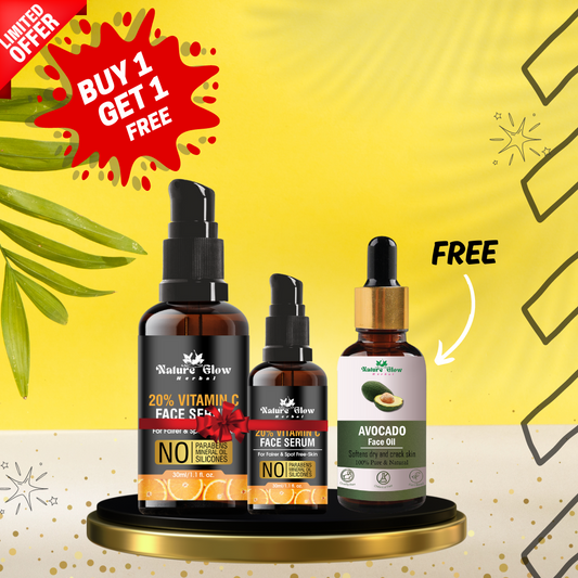 Nature Glow Herbal BUY 15+30ml VITAMIN C FACE SERUM & GET FREE 30ml AVOCADO FACIAL OIL & Save💸₹450