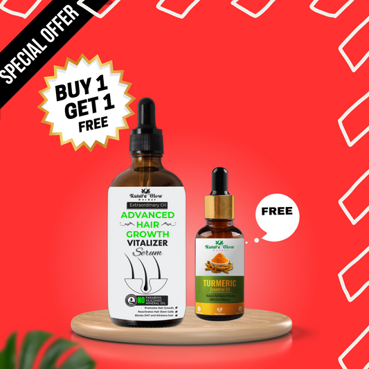 Nature Glow Herbal BUY 60ml ADVANCED HAIR GROWTH VITALIZER SERUM & GET Free 30ml Organic Turmeric Essential Oil &Save 💸₹599