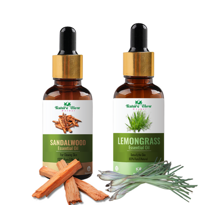 Nature Glow Herbal Sandalwood+ Lemongrass Essential Oil | Oil for Health and Beauty| Pack of 2  (30 ml)