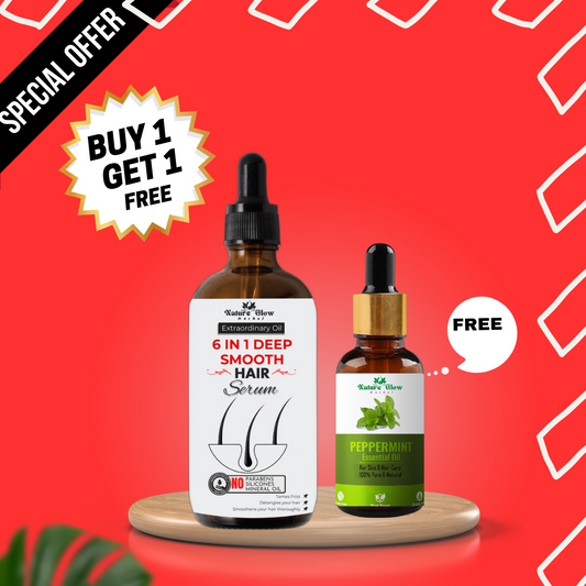 Nature Glow Herbal BUY 60ml 6-in-1 Deep Smooth Hair Serum & GET Free 30ml Peppermint Essential Oil & Save 💸₹595