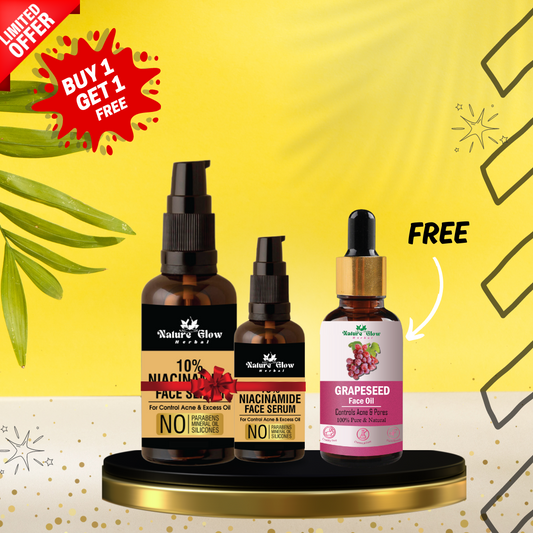 Nature Glow Herbal BUY 15+30ml 10 % NIACINAMIDE FACE SERUM & GET FREE 30ml GRAPSEED FACIAL OIL & Save💸₹450