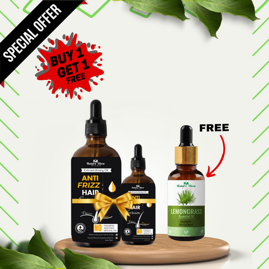 Nature Glow Herbal BUY 30+60ml ANTI FRIZZ HAIR SERUM & GET FREE 30ml Lemongrass Essential Oil &Save💸₹599