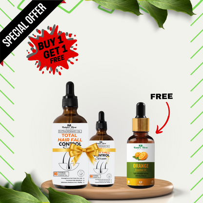 Nature Glow Herbal BUY 30+60ml TOTAL HAIR FALL CONTROL SERUM & GET FREE 30ml Orange Essential Oil & Save💸₹580