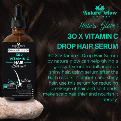 Nature Glow Herbal BUY 60ml 30X VITAMIN C DROP HAIR SERUM & GET Free 30ml Rose Essential Oil & Save 💸₹620