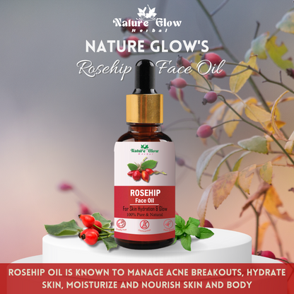 Nature Glow Herbal GrapeSeed +Argan +Rosehip Facial Oil | Eliminates Wrinkles| Pack of 3  (45 ml)