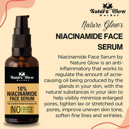 Nature Glow Herbal BUY 30ml 10% Niacinamide Face Serum &GET Free 15ml APRICOAT FACIAL OIL& 💸Save ₹280