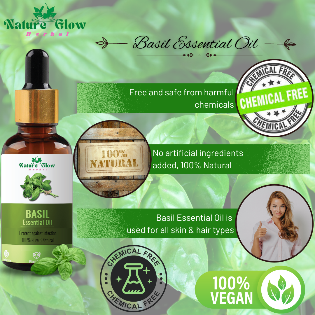 Nature Glow  Pure Basil Essential Oil