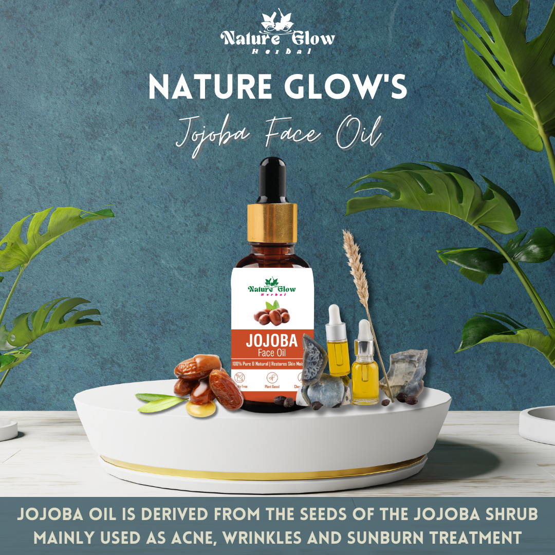 Nature Glow Herbal Jojoba +Argan Facial Oil for Skin & Hair |Virgin & Unrefined | Pack of 2  (30 ml)