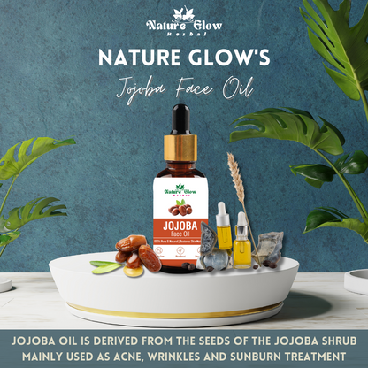 Nature Glow Herbal Jojoba +Argan Facial Oil for Skin & Hair |Virgin & Unrefined | Pack of 2  (30 ml)