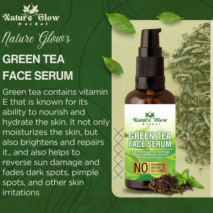 Nature Glow Herbal BUY 30ml Green Tea Face Serum & GET Free 15ml GrapeSeed Facial Oil & Save 💸₹260