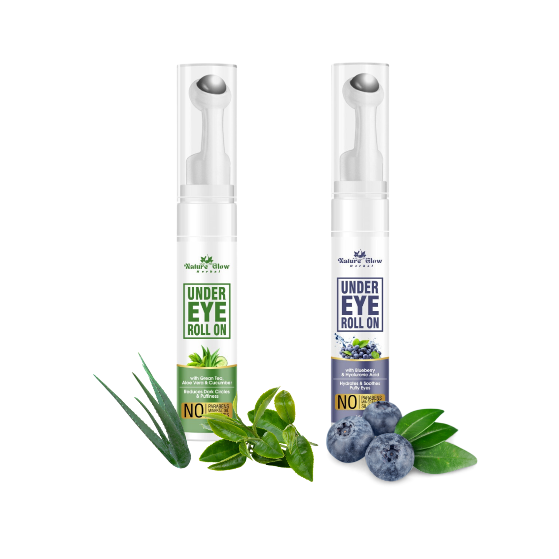 Nature Glow Herbal  Green Tea+ Blue berry Under Eye Roll on |Soothing eye care |Pack of 2  (30 g)