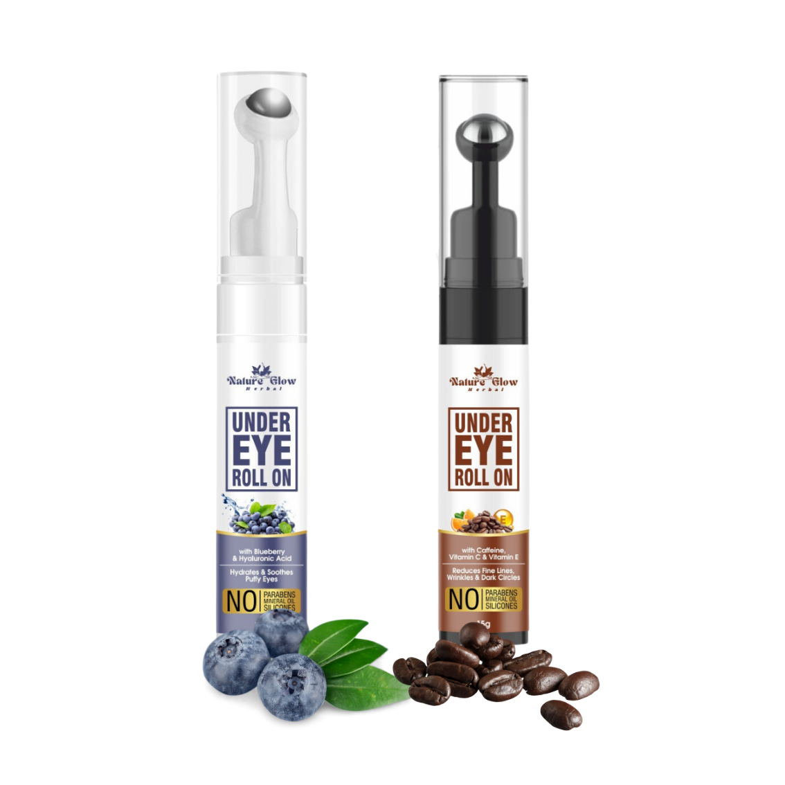 Nature Glow Herbal Blueberry +Caffeine Under Eye Roll |Renew Your Eyes |Pack of 2  (30 g)