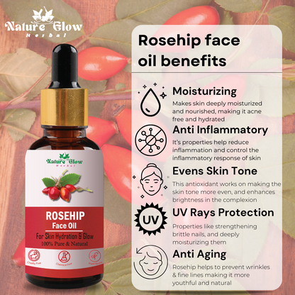 Nature Glow Herbal BUY 15+30ml ANTI AGEING NIGHT FACE SERUM & GET FREE 30ml ROSEHIP FACIAL OIL& Save💸₹ 465