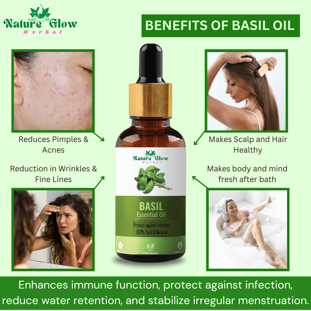 Nature Glow  Pure Basil Essential Oil