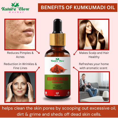 Nature Glow Herbal Kumkumadi +Basil Essential Oil |Natural and Organic| Pack of 2  (30 ml)