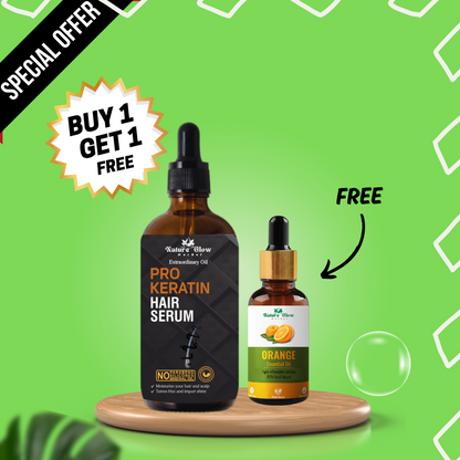 Nature Glow Herbal BUY 30ml PRO KERATIN HAIR SERUM & GET Free 15ml Orange Essential Oil & Save 💸₹380