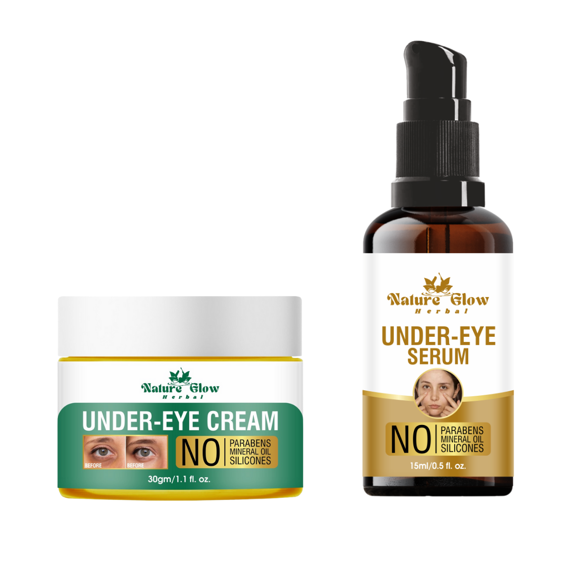 Nature Glow Under Eye Serum +CREAM |Renew your eyes an anti-aging the solution |Pack of 2