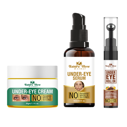 Nature Glow Herbal Under Eye Serum +Cream+ Caffien |Natural Anti-Aging Formula  Restoring Dark Circle |Pack of 3