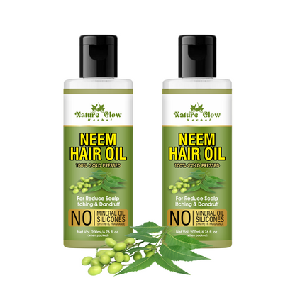 Nature Glow Herbal Neem Carrier Oil |Pure Neem Extract & Antioxidant Oil |Pack of 2 Hair Oil -(400 ml)