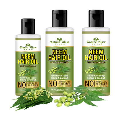 Nature Glow Herbal Neem Carrier Oil is a natural moisturiser |Pure Neem Extract| Pressed oil for hair and scalp care| Pack of 3 -(500ml)