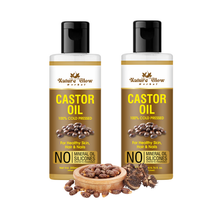 Nature Glow Herbal CASTOR CARRIER OIL | Organic Oil for Hair Growth| Pack of 2 Hair Oil  (400 ml)