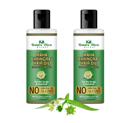 Nature Glow Herbal BHRINGRAJ HAIR OIL| Natural Moisturiser and Hair Growth |Pack of 2 Hair Oil  (400 ml)