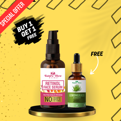 Nature Glow Herbal BUY 30ml Retinol Face Serum & GET Free 15ml  Lemongrass Essential Oil & Save 💸₹380.