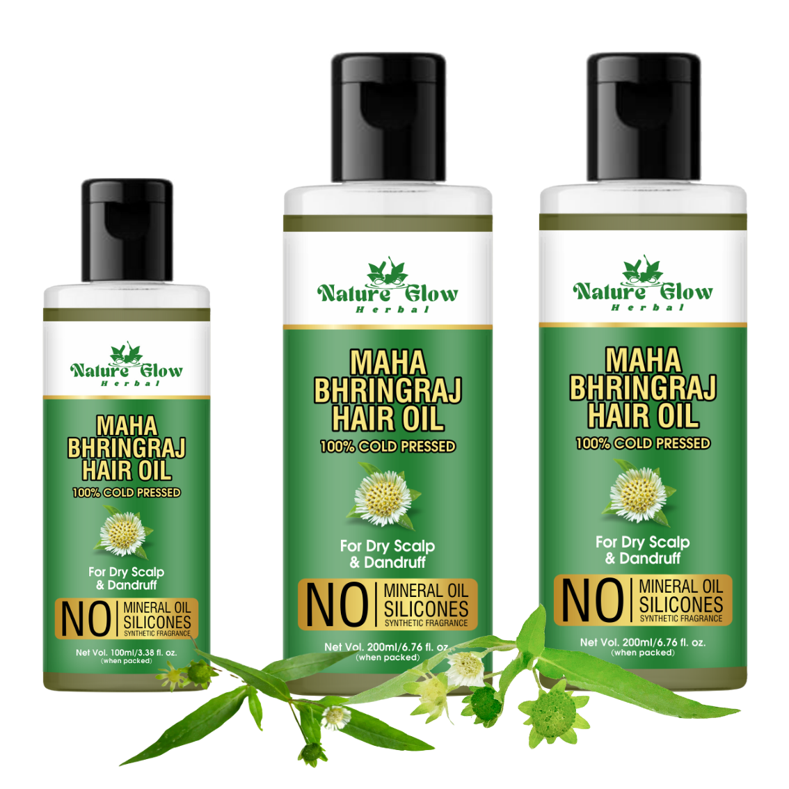 Nature Glow Herbal BHRINGRAJ HAIR OIL |Natural Moisturiser and Hair Growth Treatment |Pack of 3 Hair Oil  (500 ml)