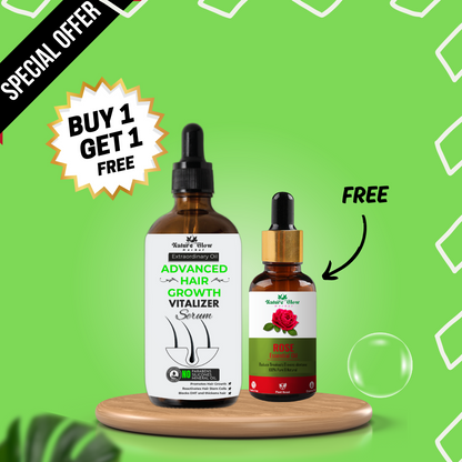 Nature Glow Herbal BUY 30ml ADVANCED HAIR GROWTH VITALIZER SERUM & GET Free 15ml Rose essential oil & Save💸₹410