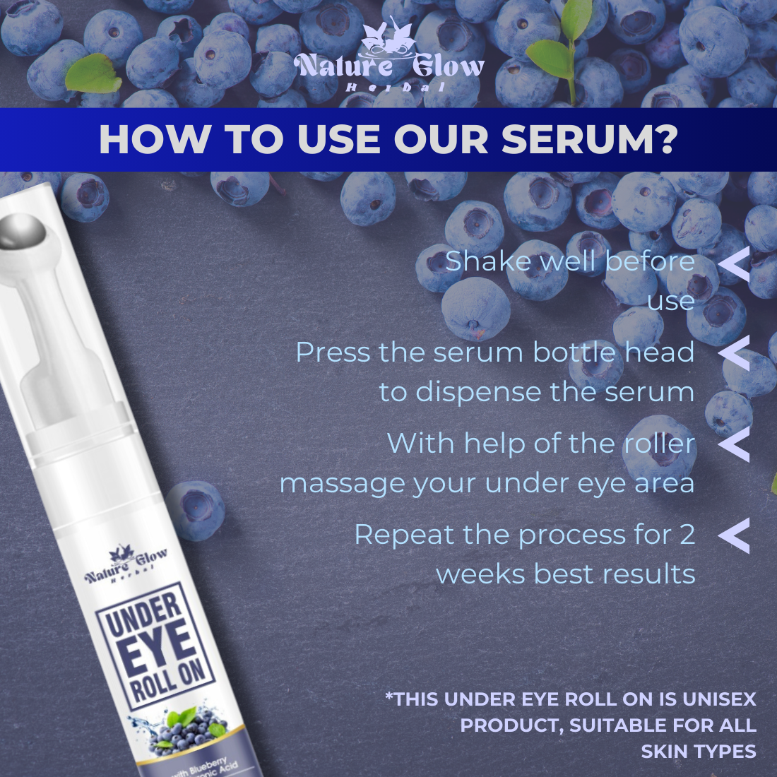 Nature Glow Herbal Under Eye Serum +Cream+ Blueberry |Natural Anti-Aging Formula  - Restoring Dark Circle |Pack of 3