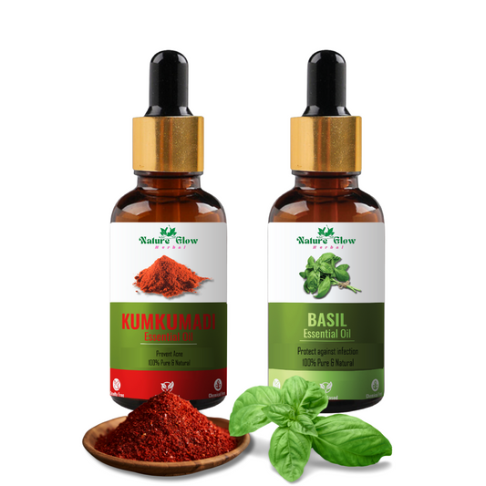 Nature Glow Herbal Kumkumadi +Basil Essential Oil |Natural and Organic| Pack of 2  (30 ml)