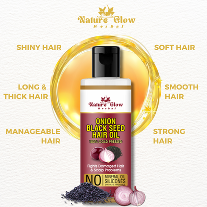 Nature Glow Herbal CASTOR CARRIER OIL+BHRINGRAJ HAIR OIL+ONION WITH BLACK SEED HAIR OIL Pack of 3 Hair Oil  (300 ml)