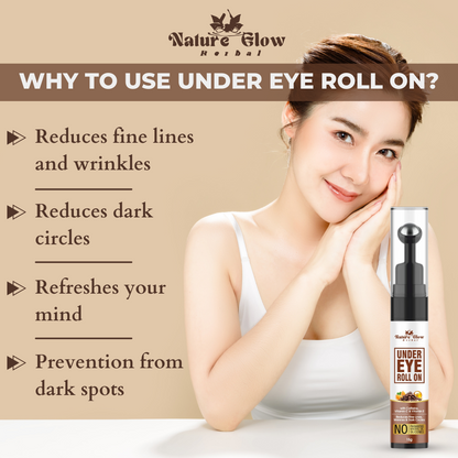 Nature Glow Herbal Under Eye cream+ Caffeine Roll on| Natural Skincare for Dark Circles |Pack of 2