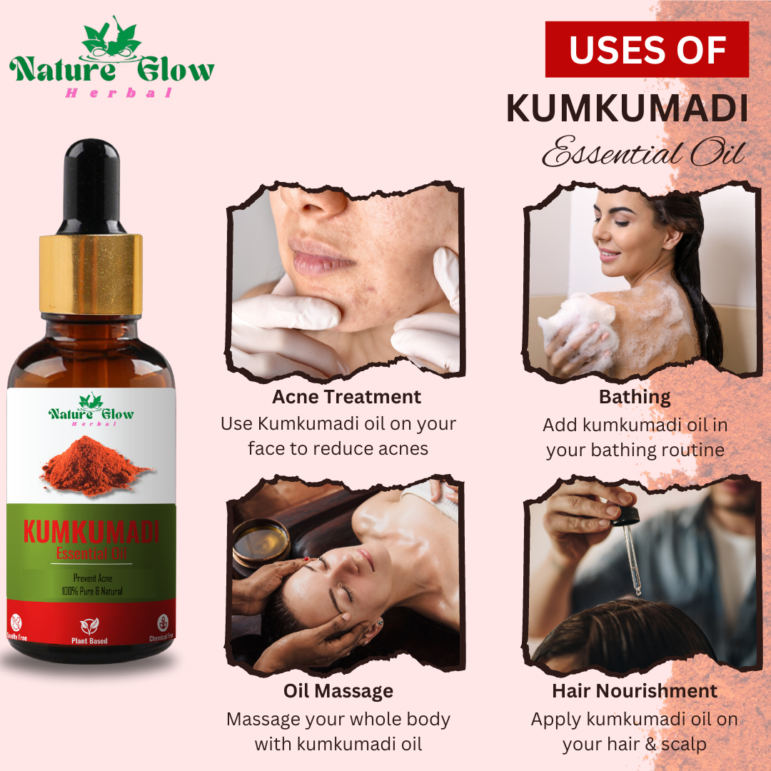 Nature Glow Herbal Kumkumadi +Basil+ Cedarwwod Essential Oil |Natural and Organic| Pack of 3  (45 ml)