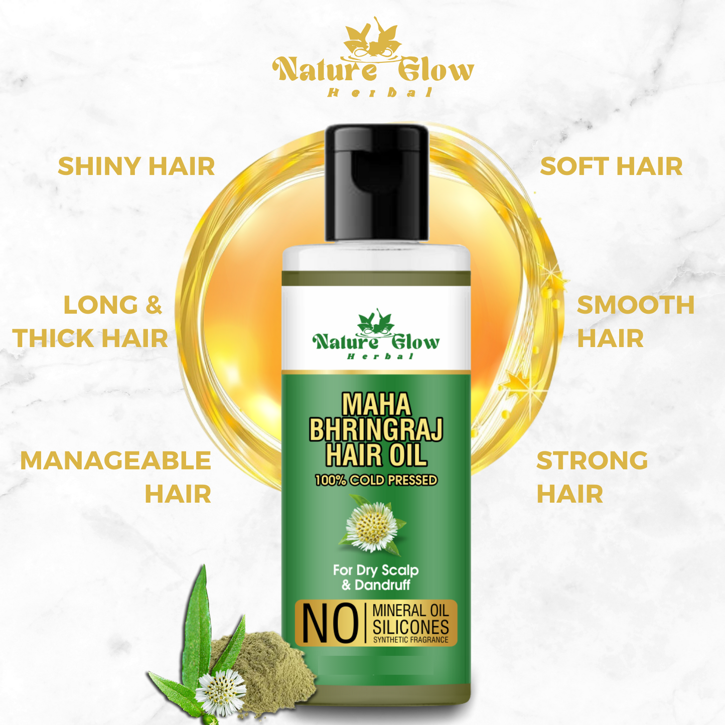 Nature Glow Herbal BHRINGRAJ HAIR OIL| Natural Moisturiser and Hair Growth |Pack of 2 Hair Oil  (400 ml)