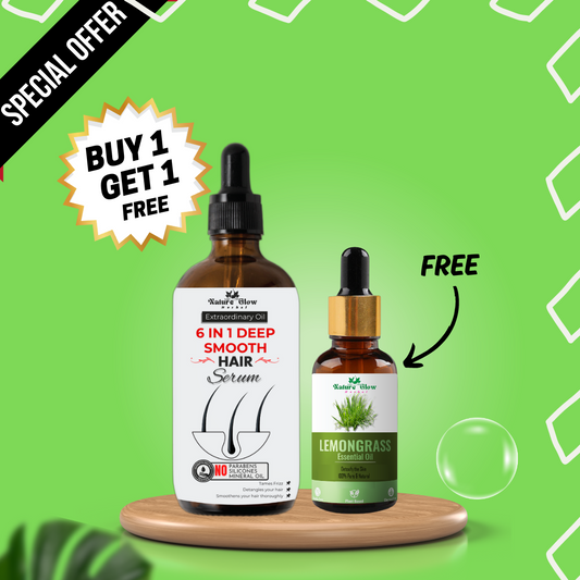 Nature Glow Herbal BUY 30ml 6 IN 1 DEEP SMOOTH HAIR SERUM & GET FREE 15ml Eucalyptus Essential Oil & Save 💸₹399