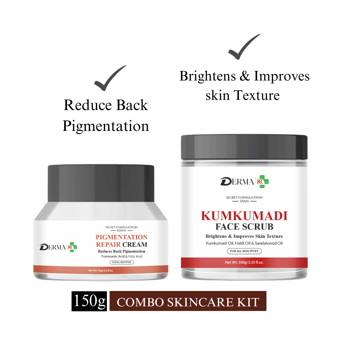 DERMA KR Pigmentation repair Face cream & Kumkumadi Face Serub |For Daily Use | For Women and Men|-Pack Of 2