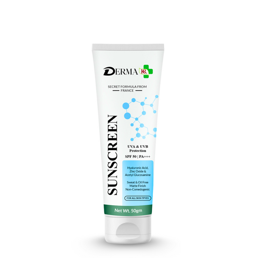 DERMA KR Hyaluronic Face Sunscreen Cream | HyaluGlow Sun Shield SPF 50 PA++++, No White Cast-50gm