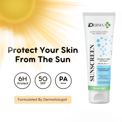 DERMA KR Morning to Night Sunscreen with Vitamin B3 C & Niacinamide| Sun Radiant Shield SPF 50, PA++++  -50gm