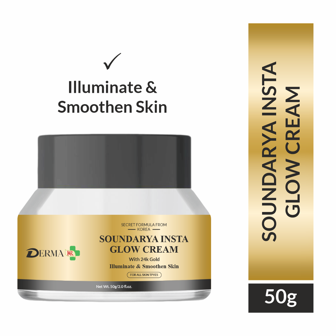 DERMA KR Soundarya Glow Cream with 24K Gold |Looking Fresh and Youthful Glow|- 50gm