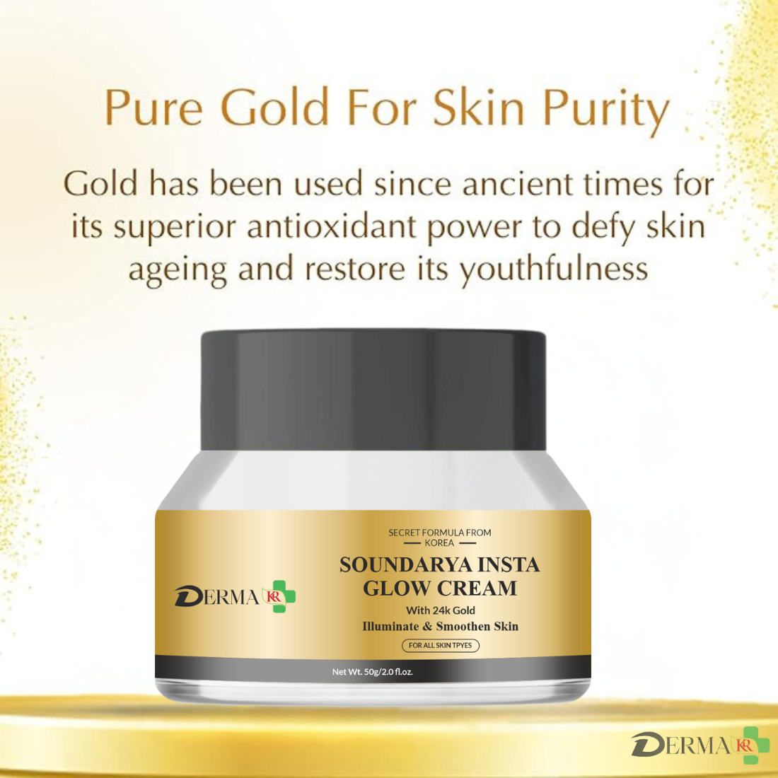 DERMA KR Soundarya Glow Cream with 24K Gold |Looking Fresh and Youthful Glow|- 50gm