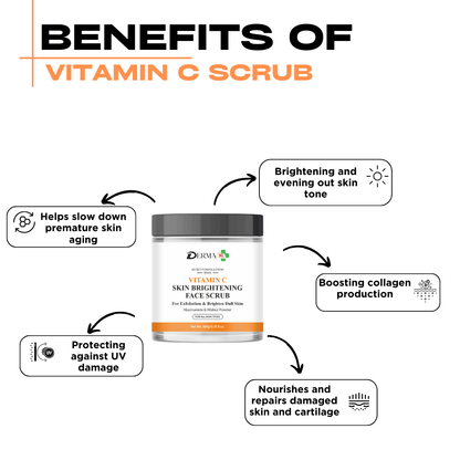 DERMA KR Vitamin C Skin Brightening FACE SCURB | Dead Skin Remover Scrub | For All Skin Types -100gm