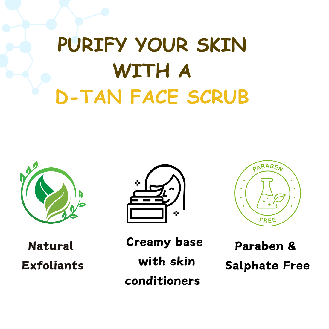 DERMA KR D-TAN Face Scrub | Removes Tan, Blackheads and Dirt | For Men & Women – 50gm